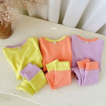 콩알옹알 형광 배색 실내복 1세-7세 아기 유아 아동 여아 남아 봄 면 내복 잠옷 내의