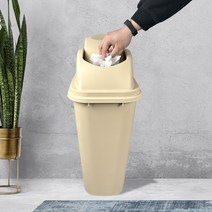예쁘고 튼튼한 국산 슬림 스윙 휴지통, 직사각 20리터, 베이지