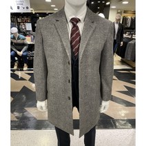 세정 인디안 트레몰로 베이지 체크패턴 쓰리버튼 패딩 하프코트