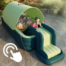 풀셋 가정용 원터치 무선에어충전 미끄럼틀 간이수영장 물놀이 풀장, 엘로우