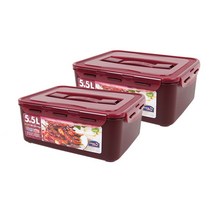 [락앤락] 뉴김치통 직사각 5.5L 원핸들 2개 세트, 상세 설명 참조