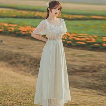 여성 여름 시원한 롱 원피스 레이스 원피스 해변가 원피스