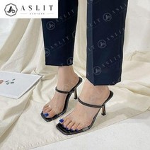 셀러허브 패션 [애슬릿] 여성 PVC 슬림 스트랩 투웨이 뮬 힐 슬리퍼