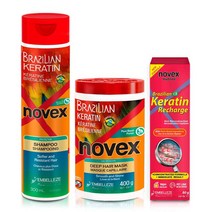 Novex 브라질 케라틴 헤어 트리트먼트 재충전 번들 - 곱슬머리 제어 손상 을 위한 재생 뷰티 퍼스널 케어