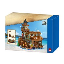 레고 호환 MOC 도시 오래된 낚시 가게 부두 어부 캐빈 미니 사이즈 빌딩 블록 아이디어 스트리트 뷰 나무, 02 1881pcs with box