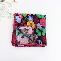 빨간초코 국내제작 39종 순면100% 쁘띠 꽃무늬 나염 캐릭터 미니사각 스카프 손수건 여성