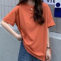 여성 기본티 이너 반팔티 레이어드 티셔츠 오렌지색 kkang*7913465EA