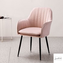 플란넬 인테리어 네일샵 암체어 디자인 카페 골드 심플 티타늄 모던 의자 유럽식 라운지 벨벳 화장대 식탁, 핑크-블랙다리