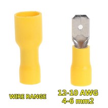 터미널압착기 100PCS 절연 스페이드 압착 와이어 케이블 커넥터 6.3mm 터미널 남성, 03 Yellow, 01 100Pcs 50Pairs