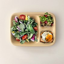 다이어트 식판 도자기 성인 가정용 3구 식판(사은품증정), 화이트