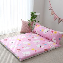 찬미디자인 1인 특가형 롱쿠션+대방석세트 (평일12시까지당일발송), (특가형) 곰돌이핑크