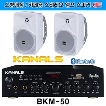 카날스 매장용 160W 블루투스 앰프 + 스피커 세트 + 벽걸이 브라켓 세트, 화이트