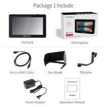 프리뷰모니터 필월드 5.5 인치 DSLR 필드 FHD IPS 터치 스크린 4K HDMI, 협력사, 전원 어댑터 추가