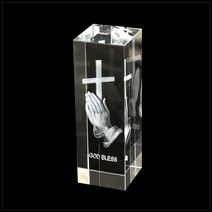 고급스러운 레이저 크리스탈 탁상용 십자가, 13 God Bless 대 (White)