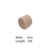 황마 패브릭 롤 2M 테이블 러너 파티 장식 DIY 선물 포장 (너비 2.5cm~30cm), 4cm