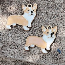 KAY&JAY 웰시코기팬던트 팔찌만들기 재료 귀걸이 목걸이 마스크줄 펜던트 강아지, 베이지