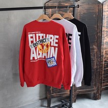 헬보이 대형 백프린팅 패치 스마일 스프레이 오버핏 맨투맨 티셔츠