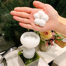 꽃모양거품 꽃모양공병 꽃거품디스펜서 꽃거품 폼폼플라워 폼플라워, 사각공병-투명핑크