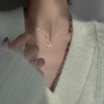 S925 스털링 실버 프리미엄 나비 목걸이 선물 여성 틈새 차가운 바람 빛 고급 성격 패션 펜던트