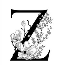 원단 커트지 [옥스포드컷트지]최점단 DTP 알파벳플라워-Z (a2535) - c, Z
