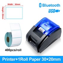 송장프린터 택배 송장 스티커 프린터 출력 기58mm 데스크탑 열전사 라벨 프린터 블루투스 미니 20mm-58mm, 04 Add 30x20Roll_03 영국 플러그