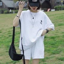 빅사이즈 여성 여름 반팔 반바지 세트