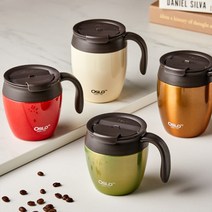 오슬로 뚜껑 머그컵 수입 스텐 뚜껑있는컵 애플머그 350ml-450ml 1P, 450ml, 레드