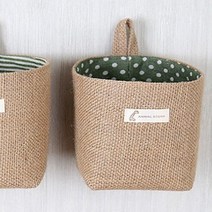 코튼린넨 패브릭바구니 수납함 걸이 예쁜 미니 천 바스켓, 블루줄