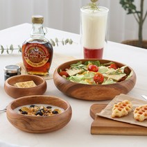 아카시아 원형 우드 볼 샐러드 요거트 그릇 5size, 대