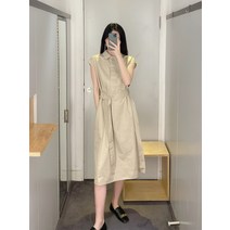 셔츠원피스 민소매 카라넥 원피스 미니 벨티드 정장