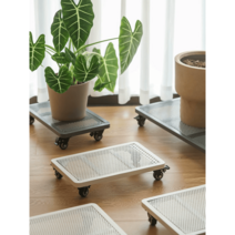 직사각 다용도 이동식 철제 받침대 바퀴형, 그레이40x25