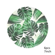인공 열대 야자수 잎 하와이 파티 여름 정글 웨딩 생일 홈 테이블, 22 6pcs 7 inch plates