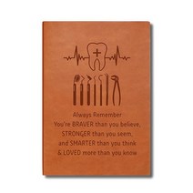 [정품] WHLBHG Dentist Gifts Dental Assistant Gift Leather Journal Notebook DA Graduation Writing Diary, brown