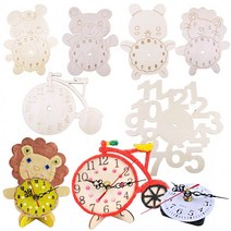 시계판 만들기 5종 무브먼트 저소음 시계부속 부품 시계DIY 공예재료, 나무시계판 탁상용-곰