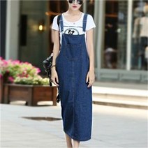 [오노마] ONM 편하고 예쁜 데님 진청 캐주얼 데일리 멜빵 롱 치마
