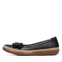 Clarks 여성용 Elaina 제이드 발레 플랫 블랙 가죽202525, 9.5, Black Leather