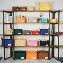 홈바내쓰 패브릭 바구니 펠트 수납 장난감 정리함 정리 바스켓 책장 수납바구니, L, 블랙, 1개