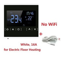 110V 120V 230V 모든 터치 스크린 온도 조절기 블랙 백라이트 전기 난방 실 WiFi, CHINA, White-16A-No WiFi
