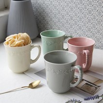 은은한 파스텔 깔끔한 손님 머그잔 1P 기념품 심플한컵 커피컵 브런치타임 신혼집 고급머그컵 커플잔 물컵, 아이보리