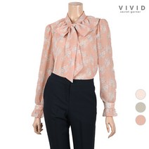 [비비드 시크릿가너] [VIVID SG]VIVID 플라워 리본장식 쉬폰 블라우스
