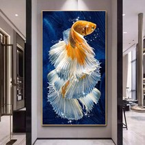 MINJING 3D전체DIY 큐빅 보석 십자수세트 골드색 물고기 취미생활 비즈십자수, 1세트, 110x190cm