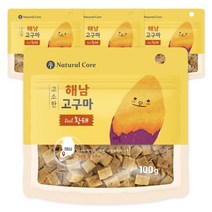 네츄럴코어 고소한 해남 고구마 강아지 간식 100g, 황태, 4개