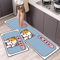 발매트 화장실 현관 주방 업소용 규조토 만화 고양이 패턴 주방 매트 3D 인쇄 복도 발코니 장식 미끄럼 방, 09 9_04 2pc 40x60 40x120cm