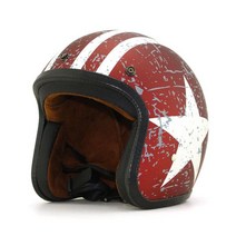 3/4 하프 헬멧 아라이램5 오픈페이스 AGV 덱스톤 SOL 할리 비틀 쇼에이 보난자 오토바이 용품 매장, 붉은 바탕과 흰 꽃 [뿔 안감]