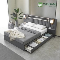 우아미가구 S88 라지킹 킹/퀸겸용 침대 (다크그레이), 사이드패널 1개