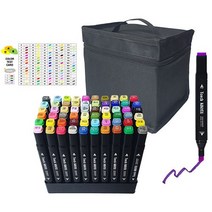 연교몰 트윈 디자인 마카펜 세트 + 펜홀더 애니메이션용 미술용, 60색