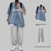반팔티셔츠 남 루즈핏 여름 홍콩풍 건달룩 옷 한 벌에 ins세트