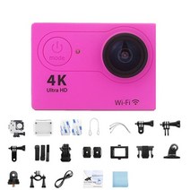 오토바이 액션캠 초소형 미니캠 액션 카메라 울트라 hd 4k 30fps 와이파이 2.0-in 170d 수중 방수 헬멧 비디오 녹화 카메라 원격 제어가 가능한 스포츠 캠, 분홍색, 32g 카드
