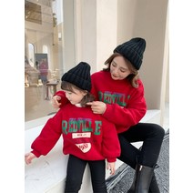 엄마 모녀복 맨투맨 모자 겨울넷 레드 기모 두꺼운 친자복 딸 엄마아이세트 겨울옷 패밀리룩 맘커플룩 암마랑커플룰 딸엄마커플룩