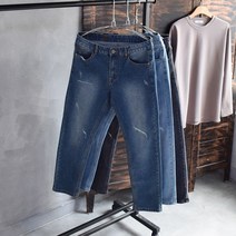헬보이 S부터 2XL까지 빈티지 워싱 총알구제 데님 스판 청바지